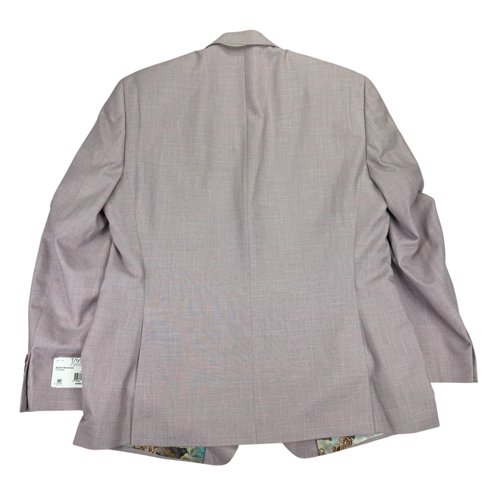 Tayion Mens Agordy Regular Fit Windowpane Suit Jacket Pink Blue 44r — image 5 of 6